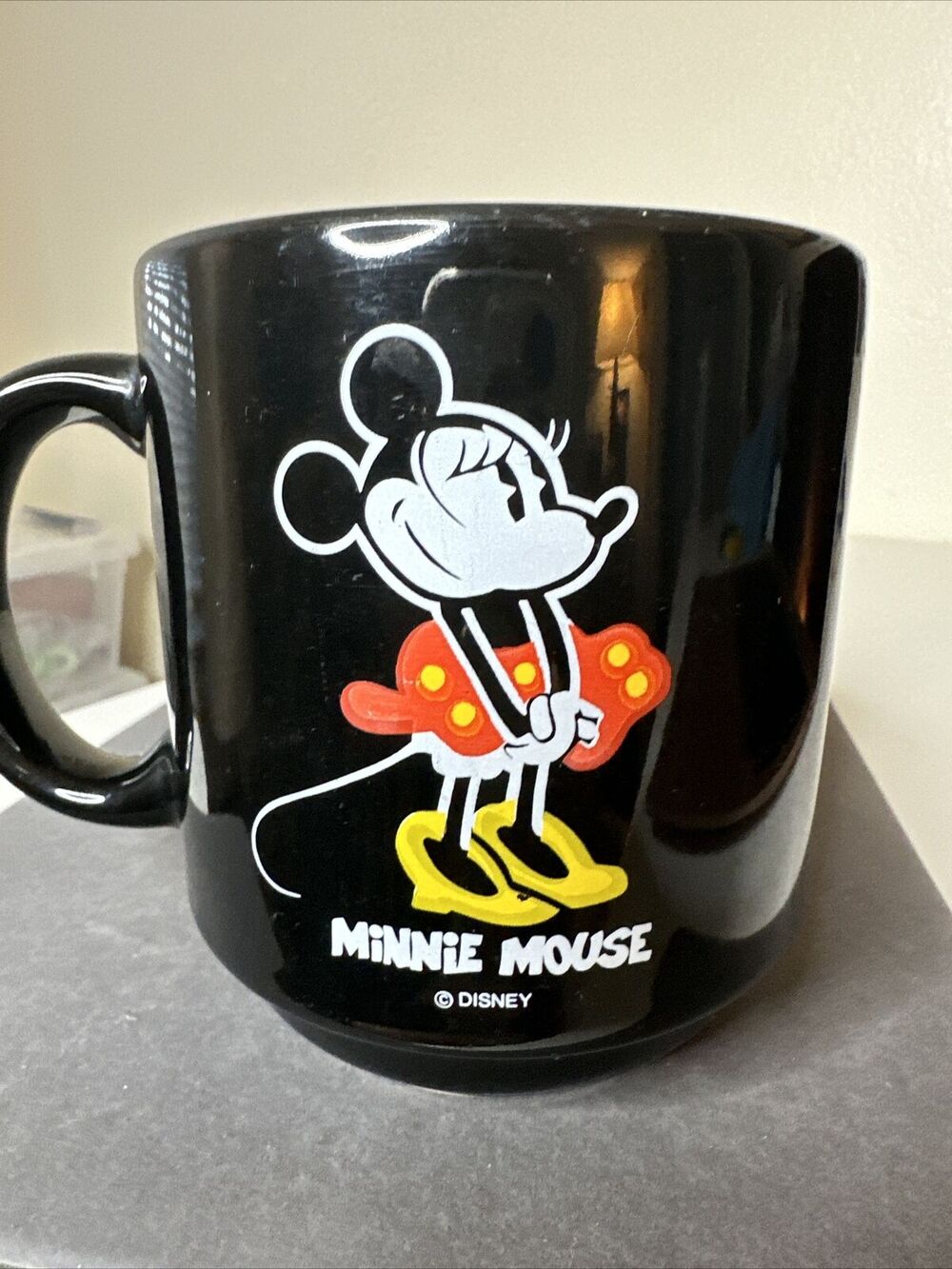 Walt Disney Minnie Mouse Coffee Black Cup Mug Spain Disney Collectible Polka Dot